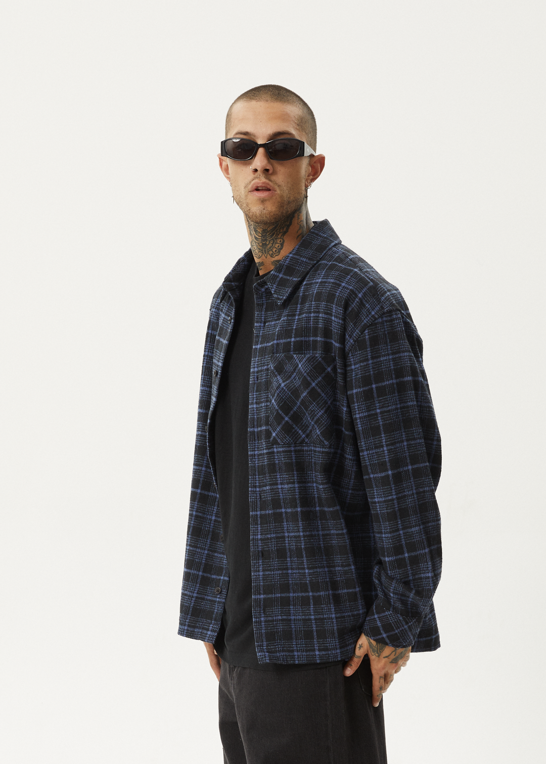 AFENDS Mens Questions - Flannel Shirt - Dusk Check - Sustainable Clothing - Streetwear