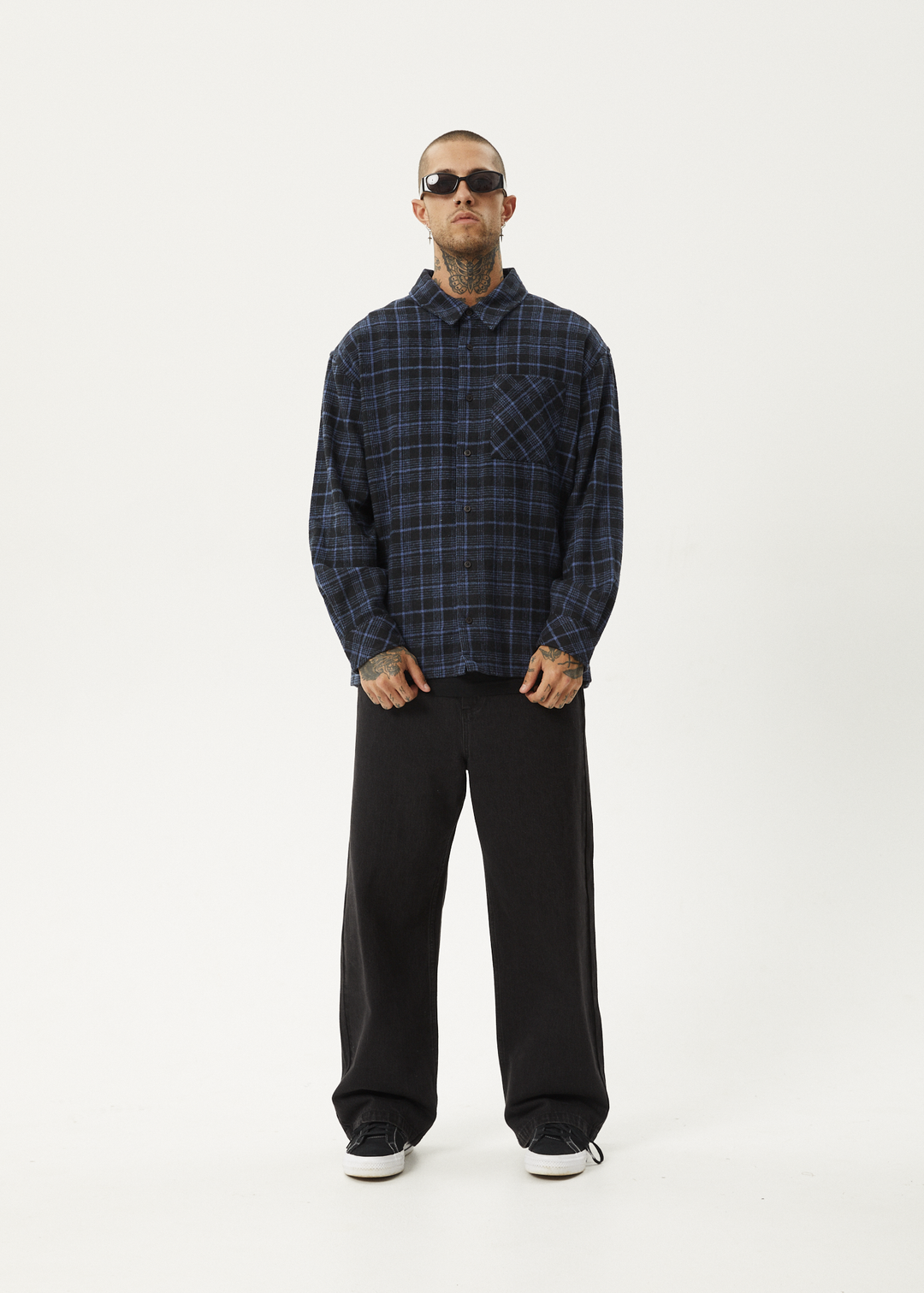 AFENDS Mens Questions - Flannel Shirt - Dusk Check - Sustainable Clothing - Streetwear