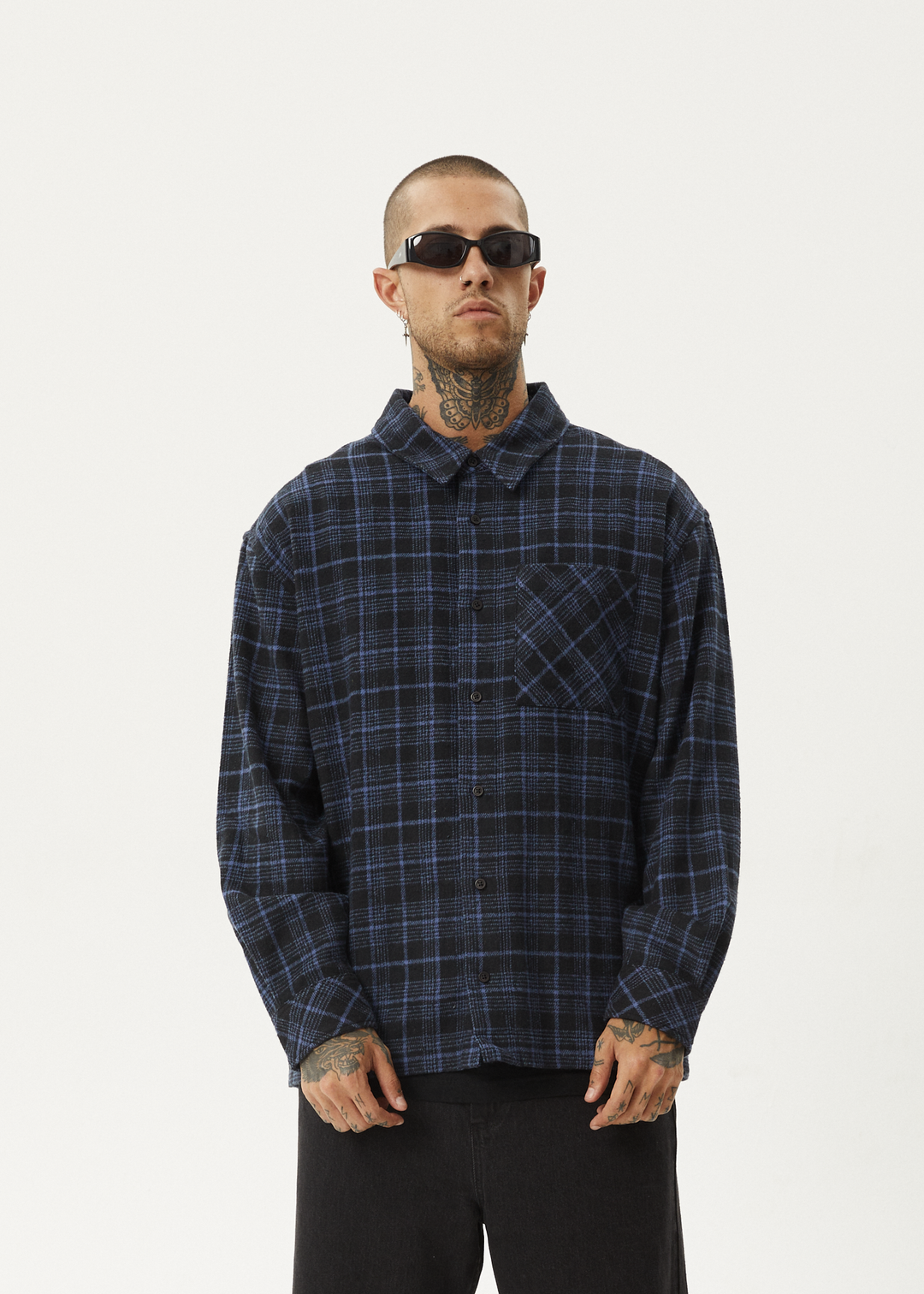 AFENDS Mens Questions - Flannel Shirt - Dusk Check - Sustainable Clothing - Streetwear