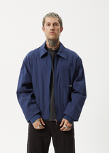 AFENDS Mens Oracle - Workwear Jacket - Navy - Afends mens oracle   workwear jacket   navy   sustainable clothing   streetwear