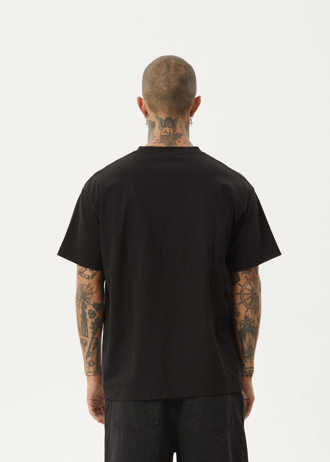 AFENDS Mens Bad Luck - Heavy Boxy Fit Tee - Black - Sustainable Clothing - Streetwear