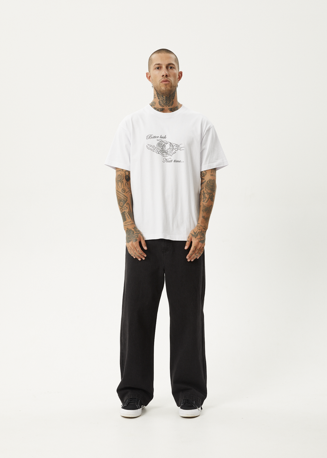 AFENDS Mens Bad Luck - Heavy Boxy Fit Tee - White - Sustainable Clothing - Streetwear