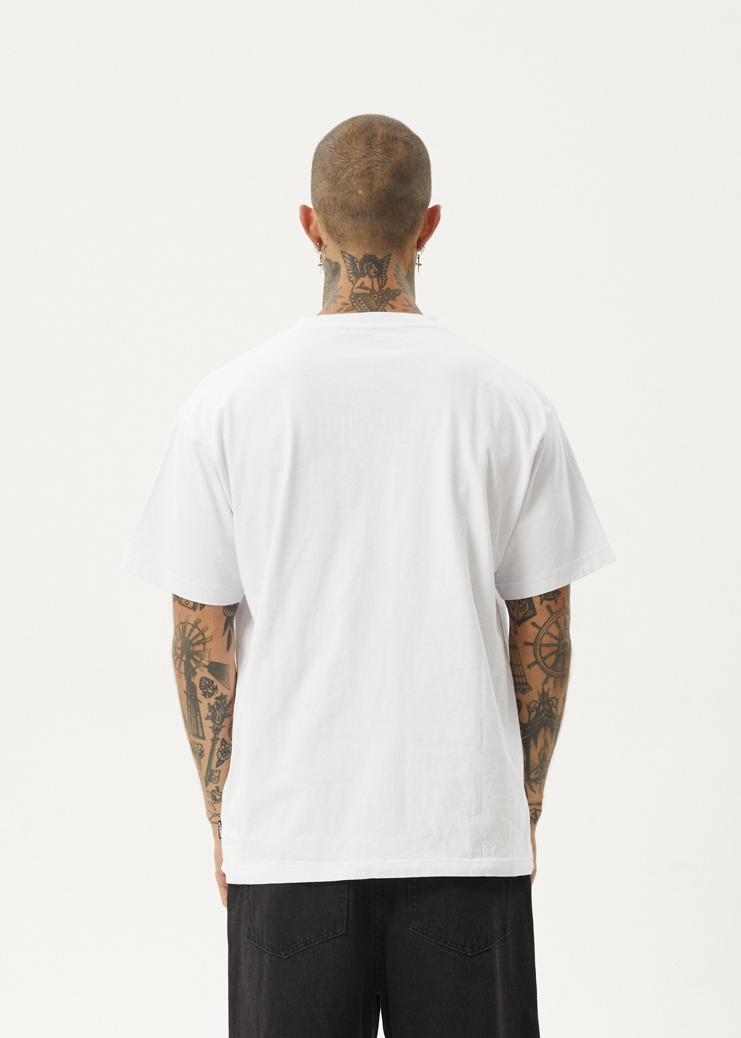 AFENDS Mens Bad Luck - Heavy Boxy Fit Tee - White - Sustainable Clothing - Streetwear