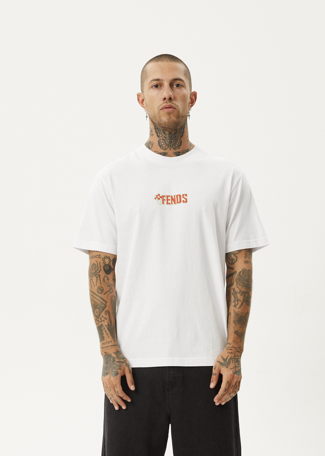 AFENDS Mens Dosed - Retro Fit Tee - White - Sustainable Clothing - Streetwear