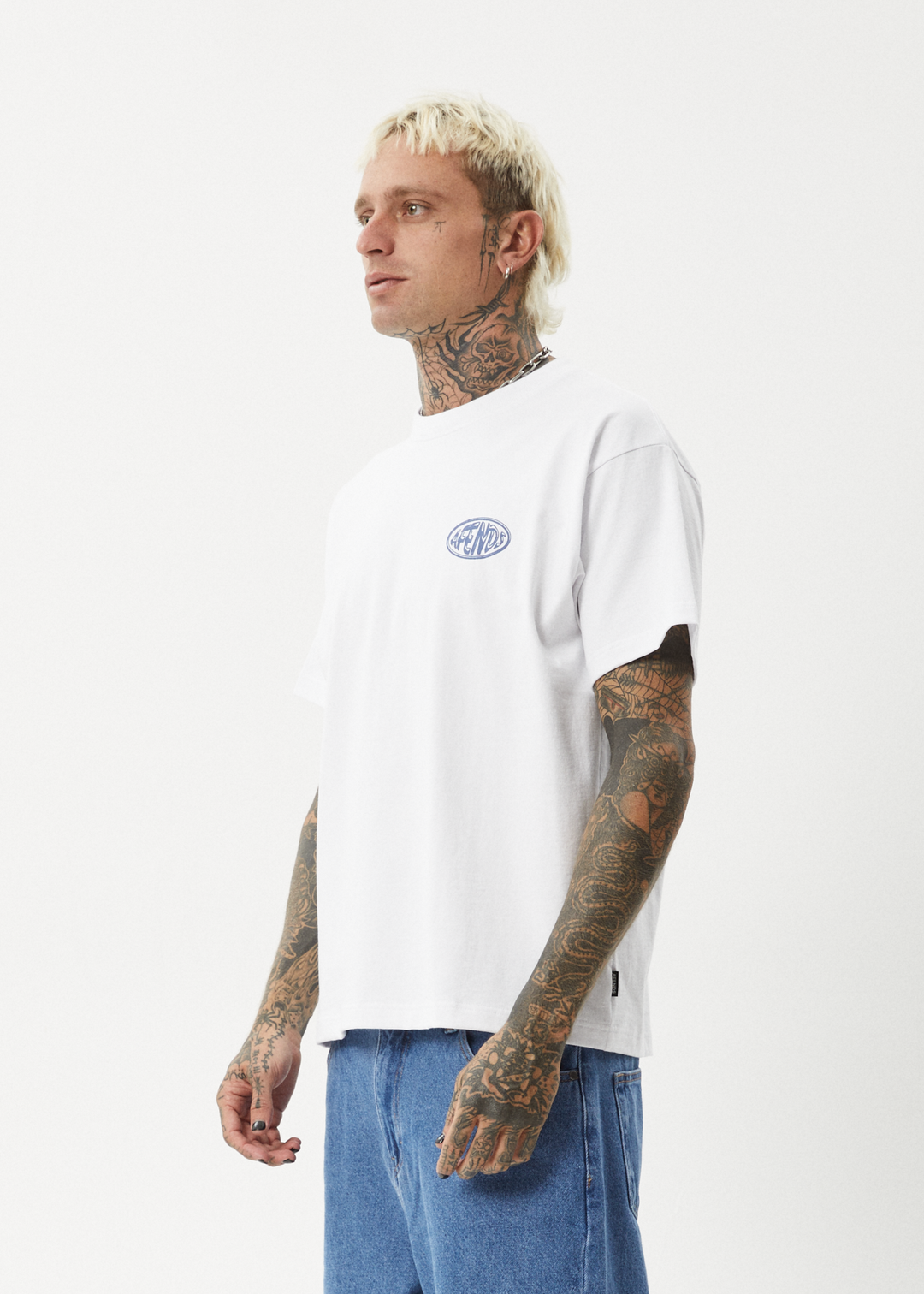 AFENDS Mens Frogga - Heavy Boxy Fit Tee - White - Sustainable Clothing - Streetwear