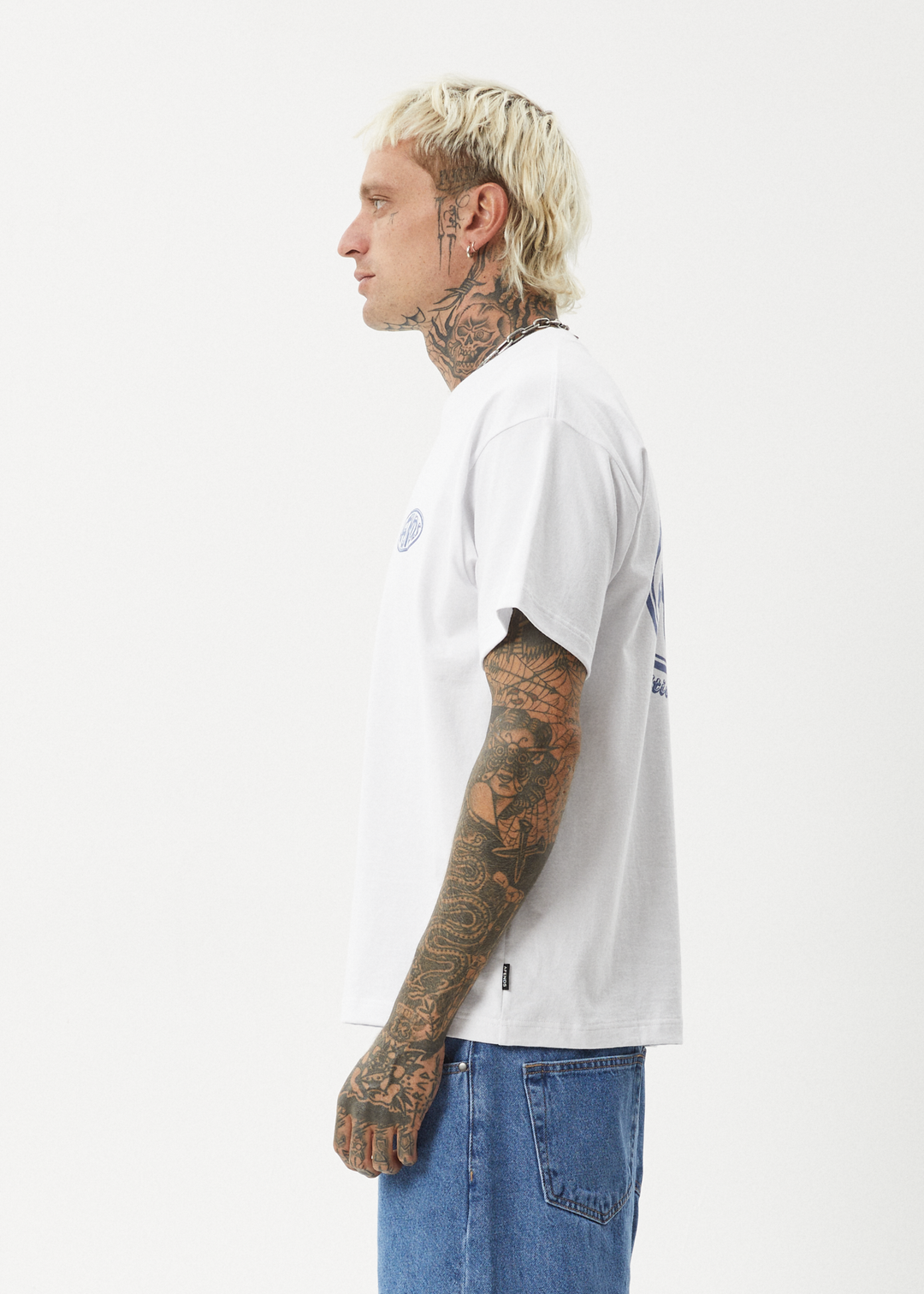 AFENDS Mens Frogga - Heavy Boxy Fit Tee - White - Sustainable Clothing - Streetwear