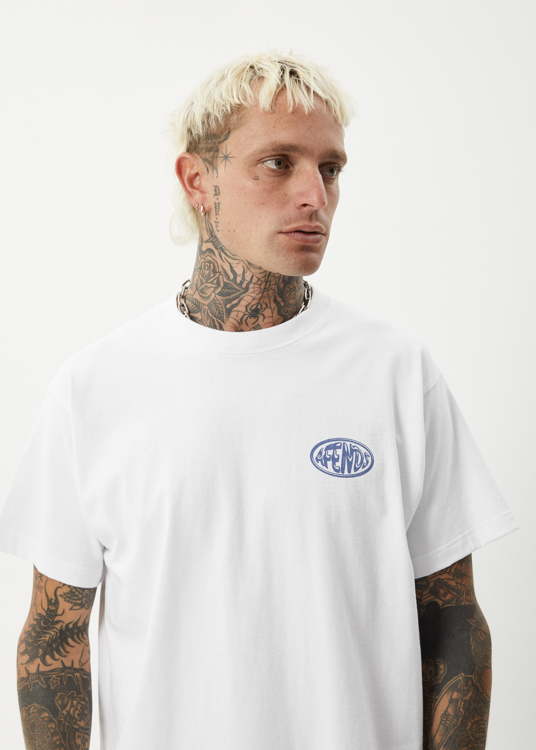 AFENDS Mens Frogga - Heavy Boxy Fit Tee - White - Sustainable Clothing - Streetwear