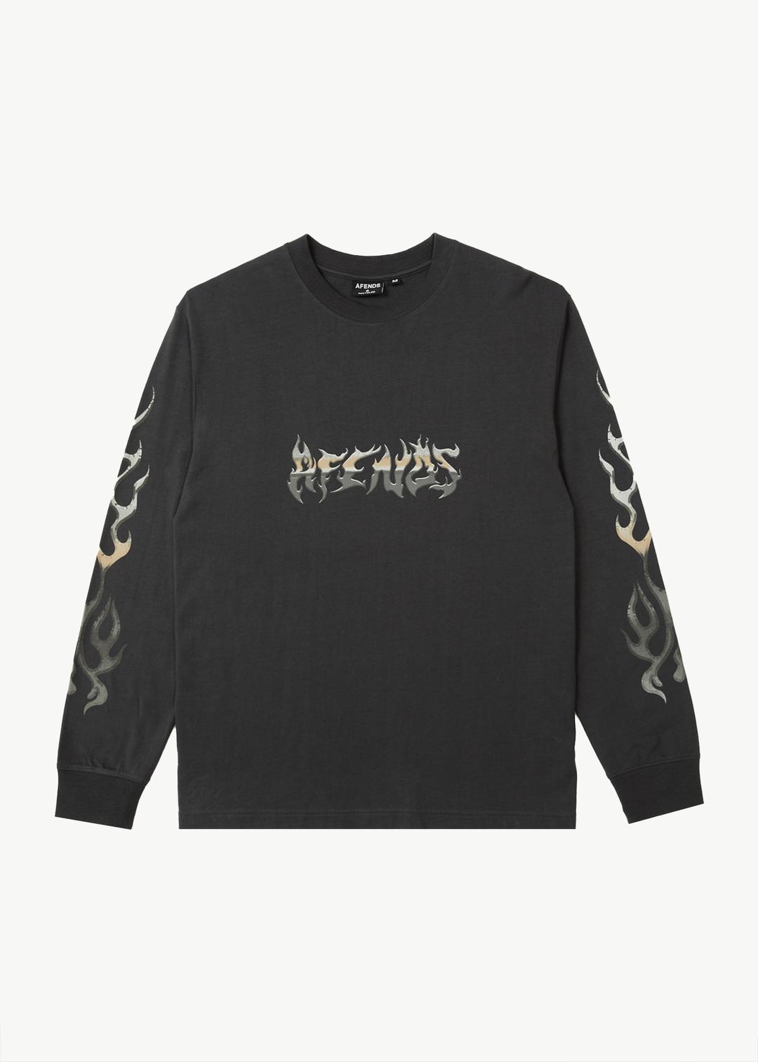 AFENDS Mens Scorched - Long Sleeve Tee - Charcoal - Sustainable Clothing - Streetwear