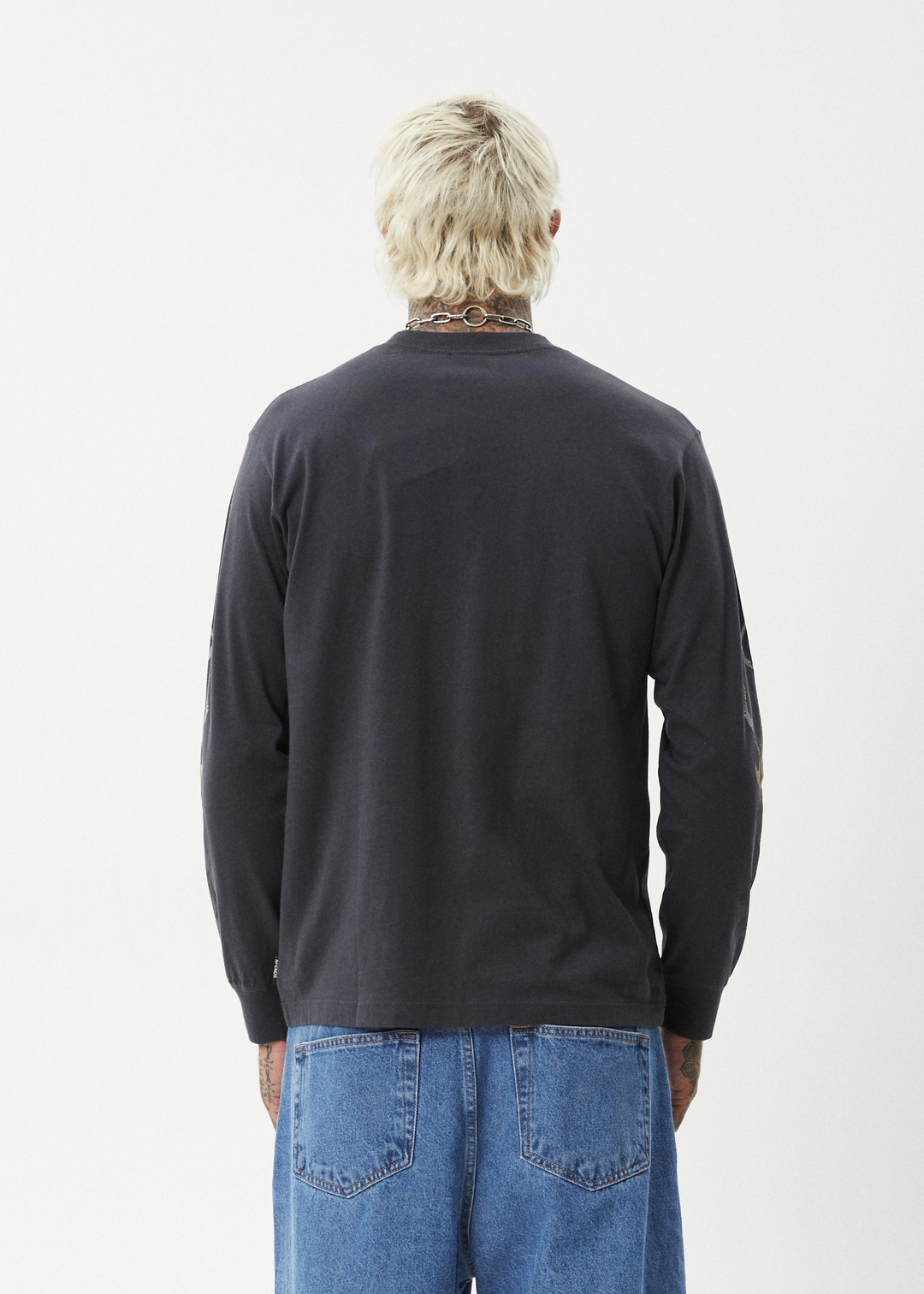 AFENDS Mens Scorched - Long Sleeve Tee - Charcoal - Sustainable Clothing - Streetwear