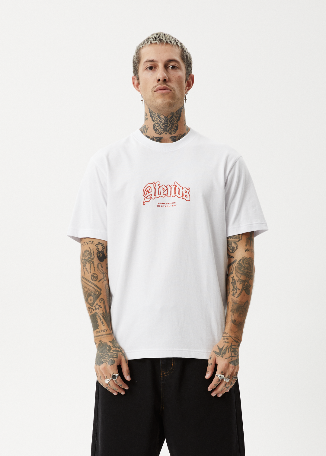 AFENDS Mens Home - Retro Fit Tee - White - Sustainable Clothing - Streetwear