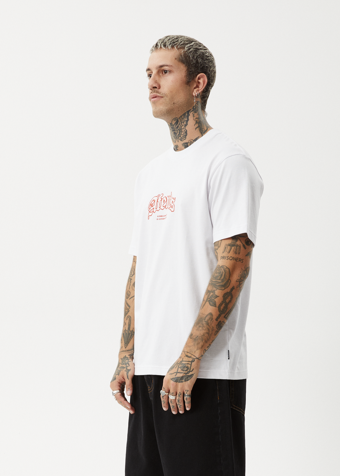 AFENDS Mens Home - Retro Fit Tee - White - Sustainable Clothing - Streetwear