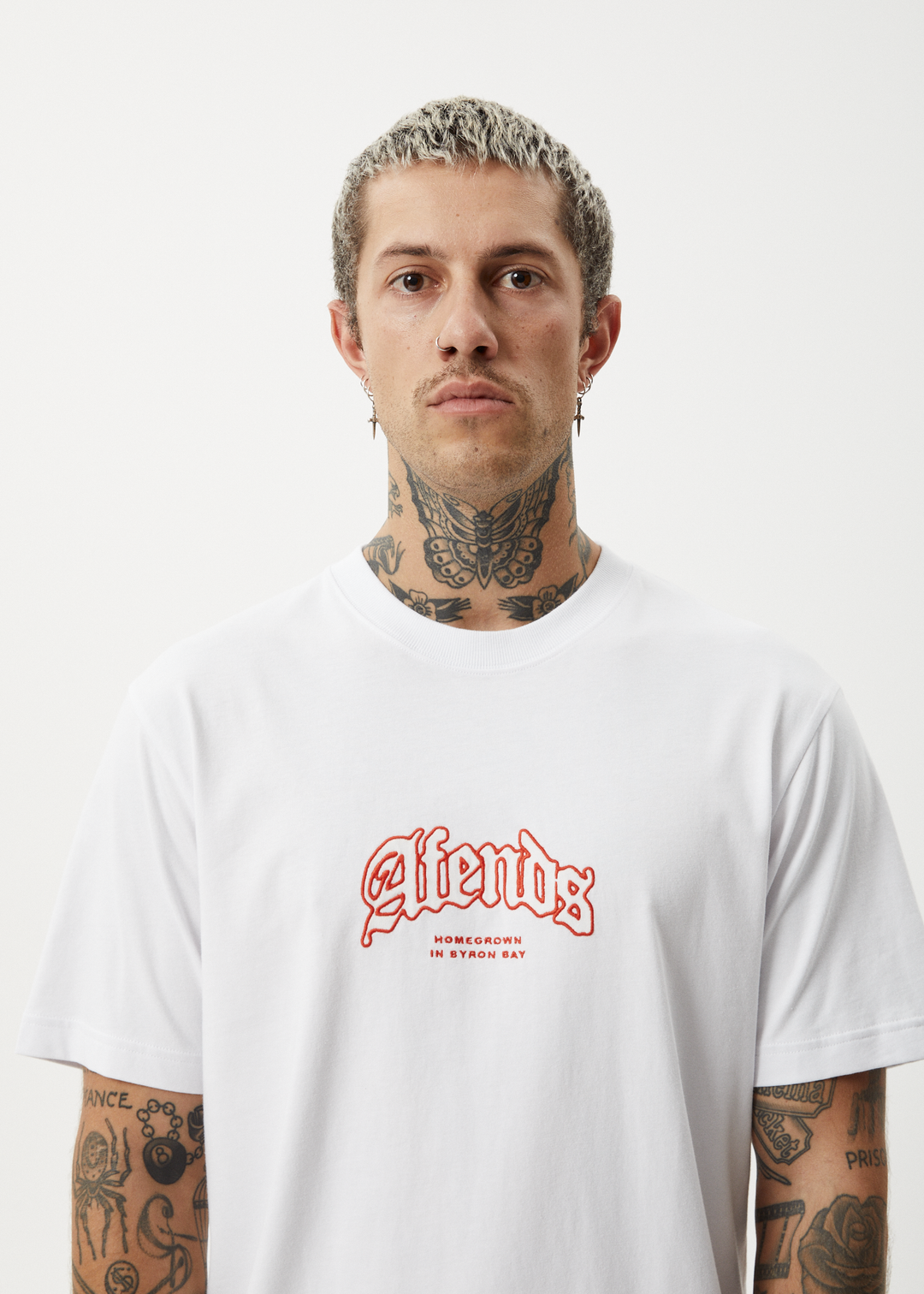 AFENDS Mens Home - Retro Fit Tee - White - Sustainable Clothing - Streetwear