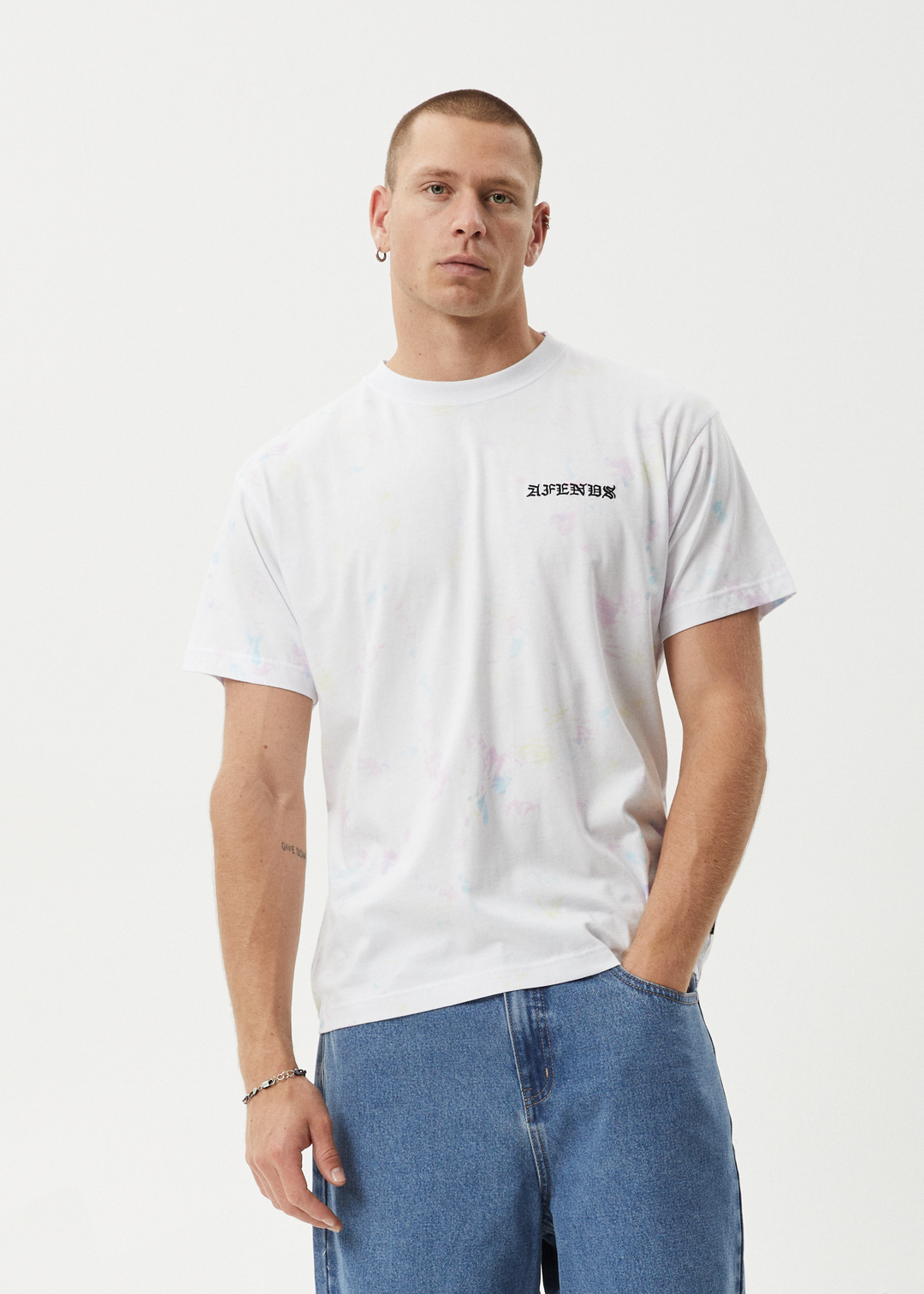 AFENDS Mens Tie Die - Boxy Fit Tee - White - Sustainable Clothing - Streetwear