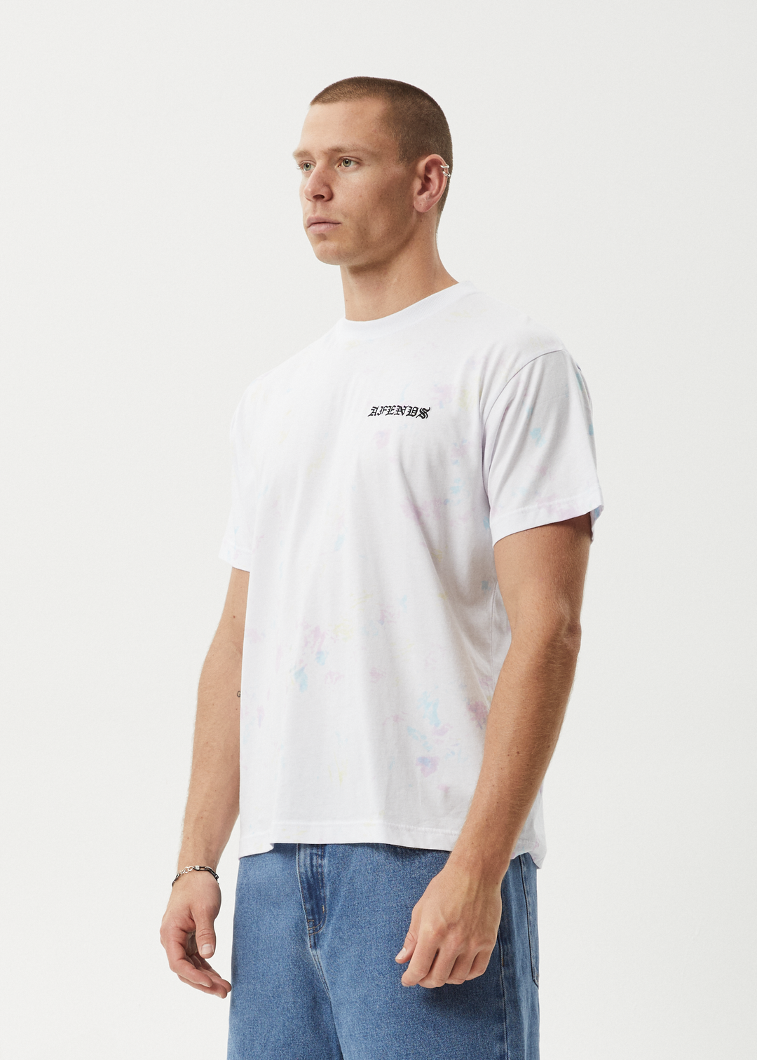 AFENDS Mens Tie Die - Boxy Fit Tee - White - Sustainable Clothing - Streetwear