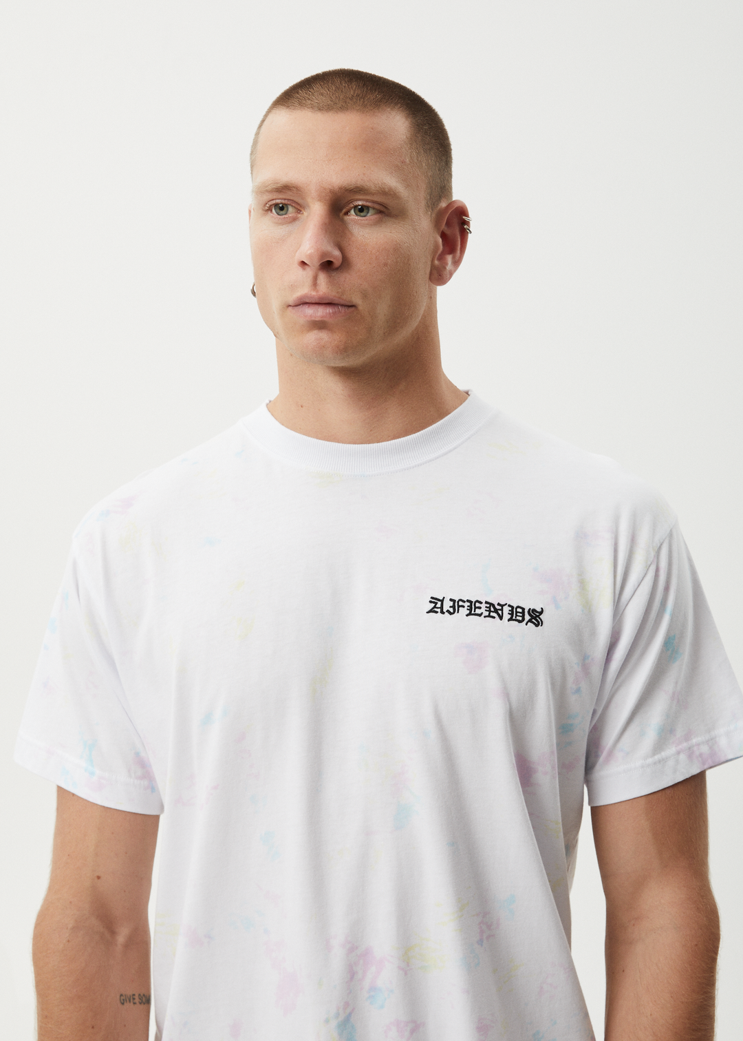 AFENDS Mens Tie Die - Boxy Fit Tee - White - Sustainable Clothing - Streetwear