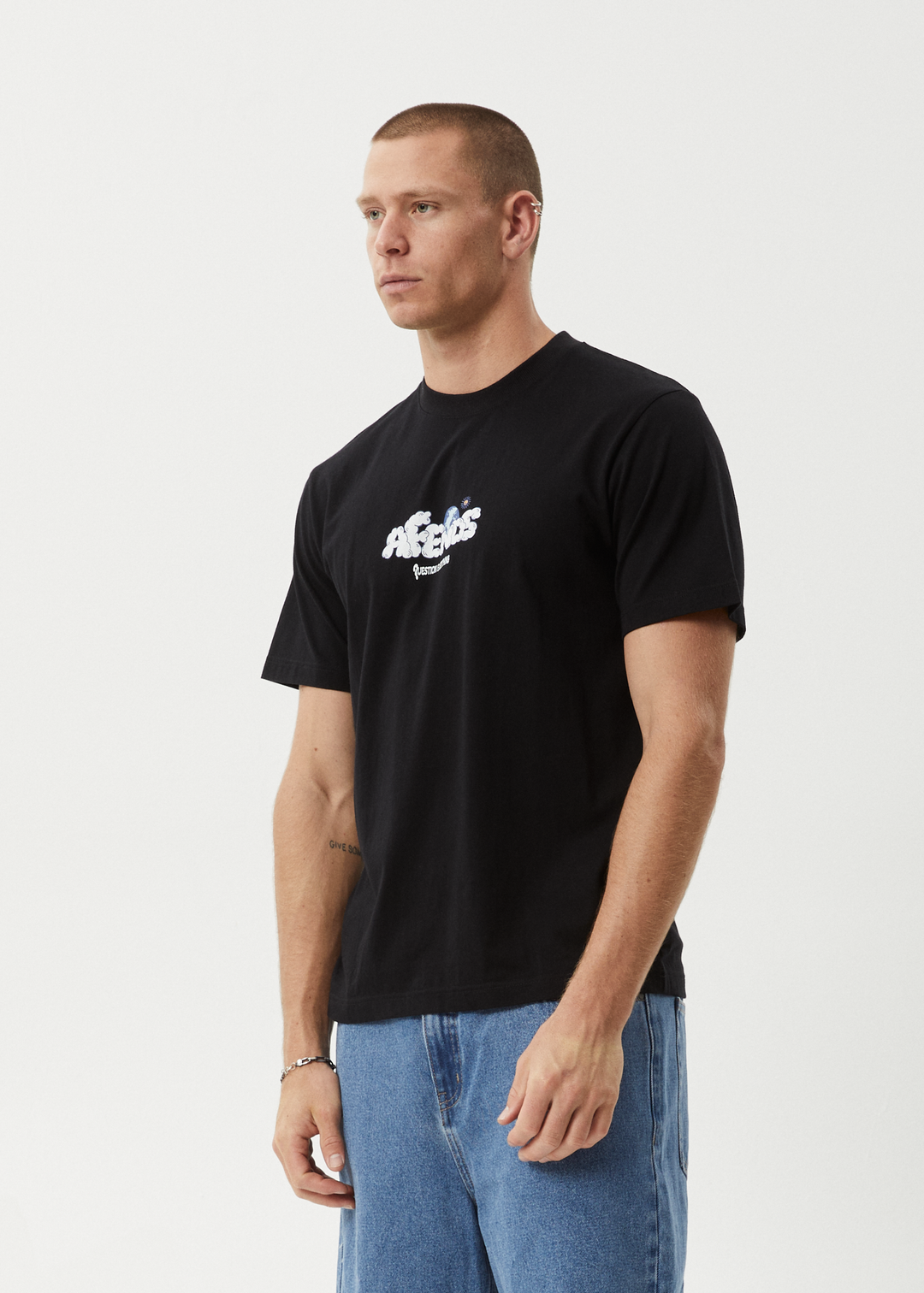 AFENDS Mens Chem Trails - Retro Fit Tee - Black - Sustainable Clothing - Streetwear