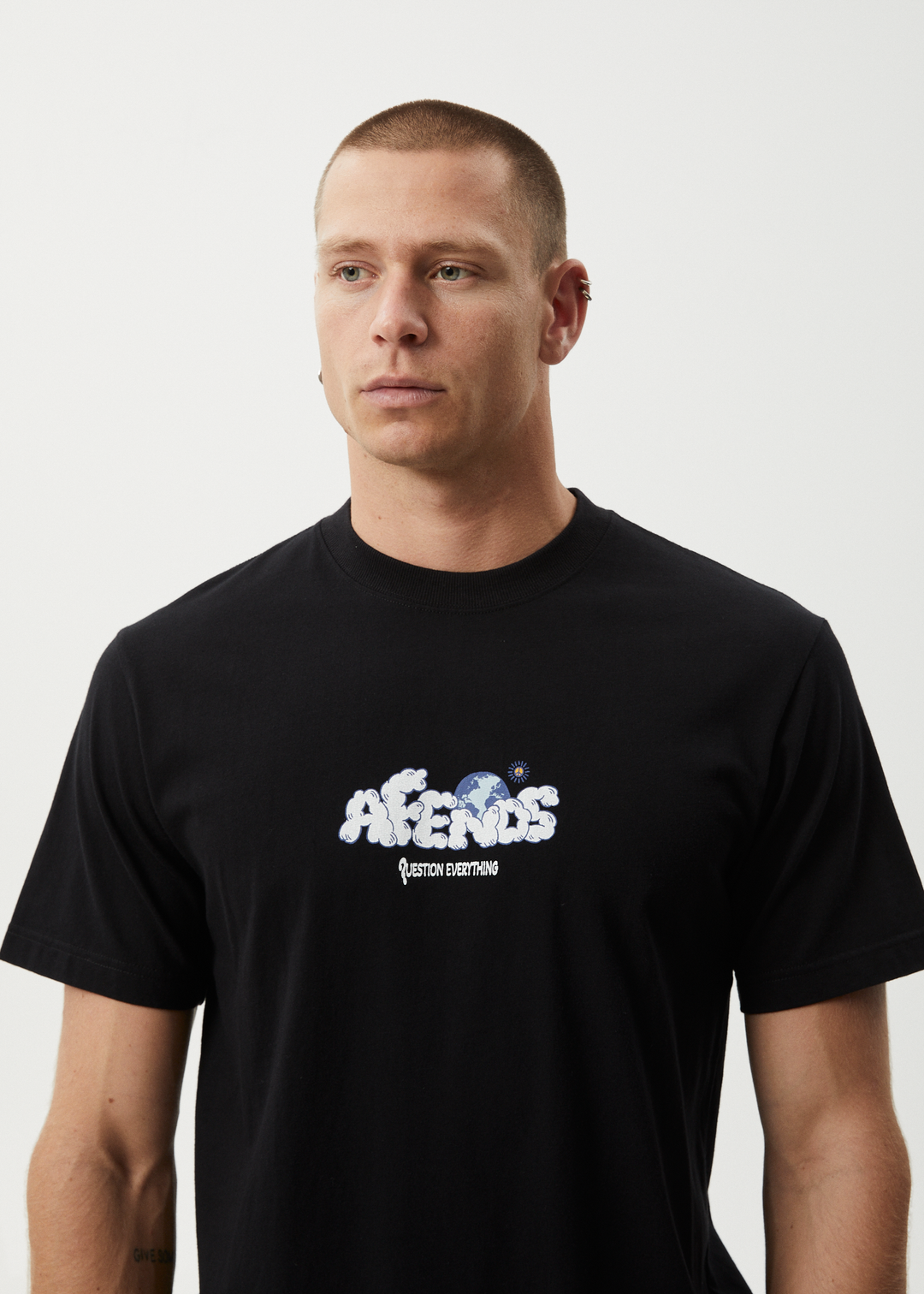 AFENDS Mens Chem Trails - Retro Fit Tee - Black - Sustainable Clothing - Streetwear