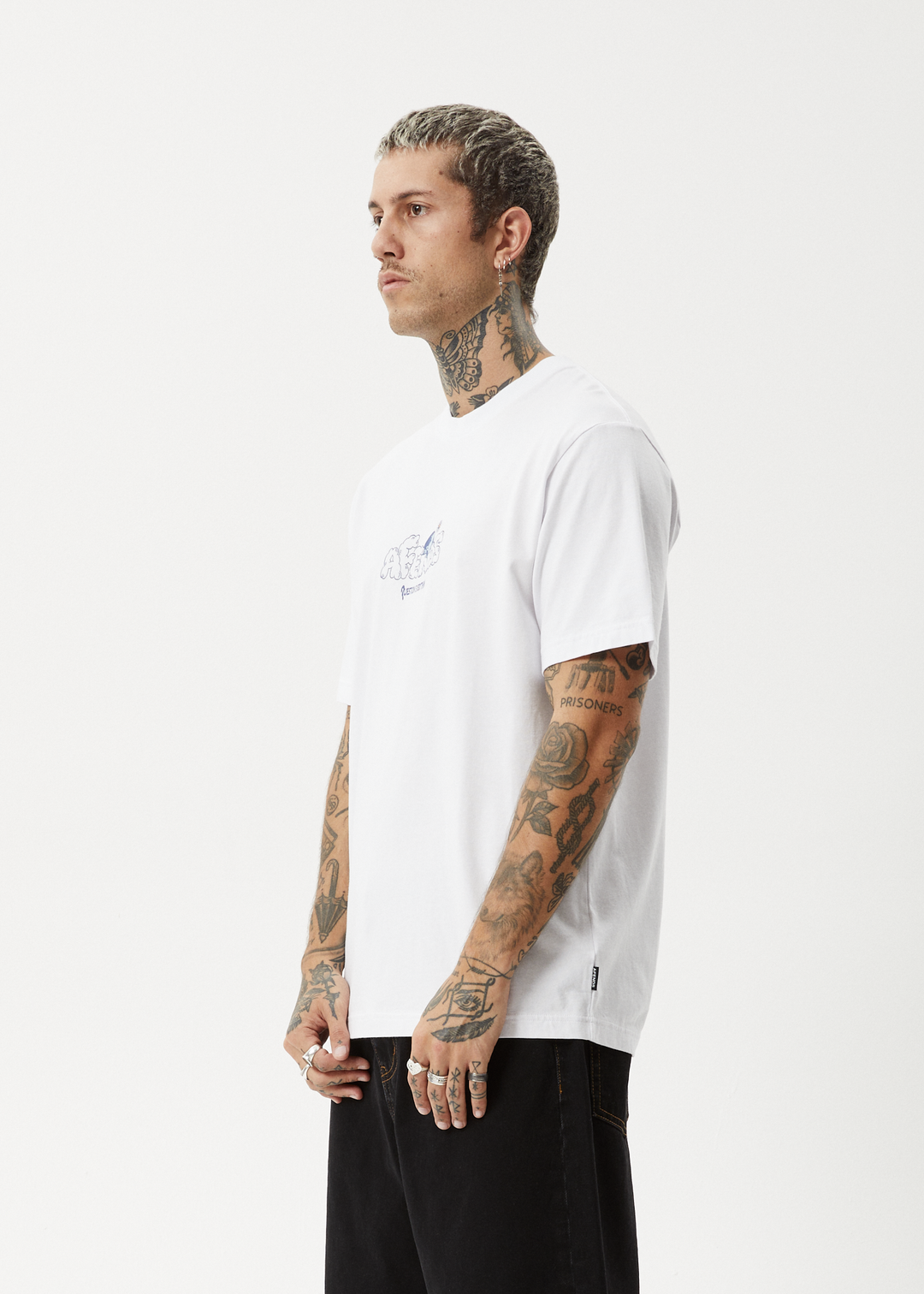 AFENDS Mens Chem Trails - Retro Fit Tee - White - Sustainable Clothing - Streetwear