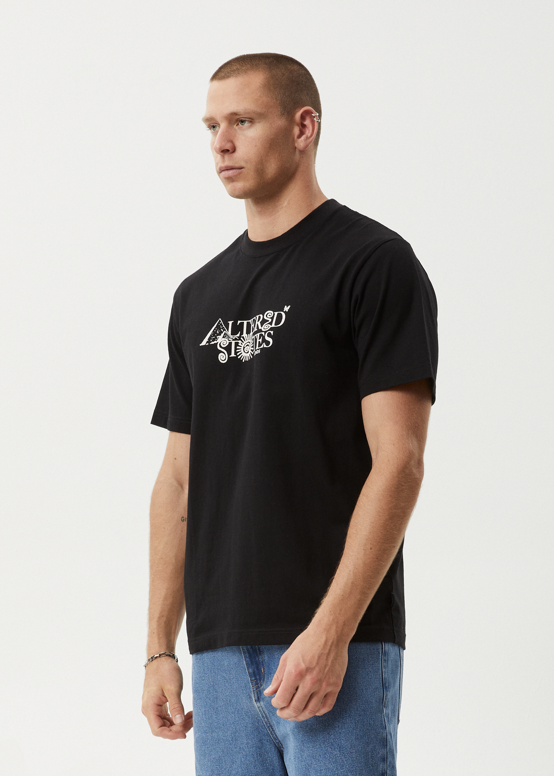 AFENDS Mens Deep State - Heavy Weight Retro Fit Tee - Black - Sustainable Clothing - Streetwear