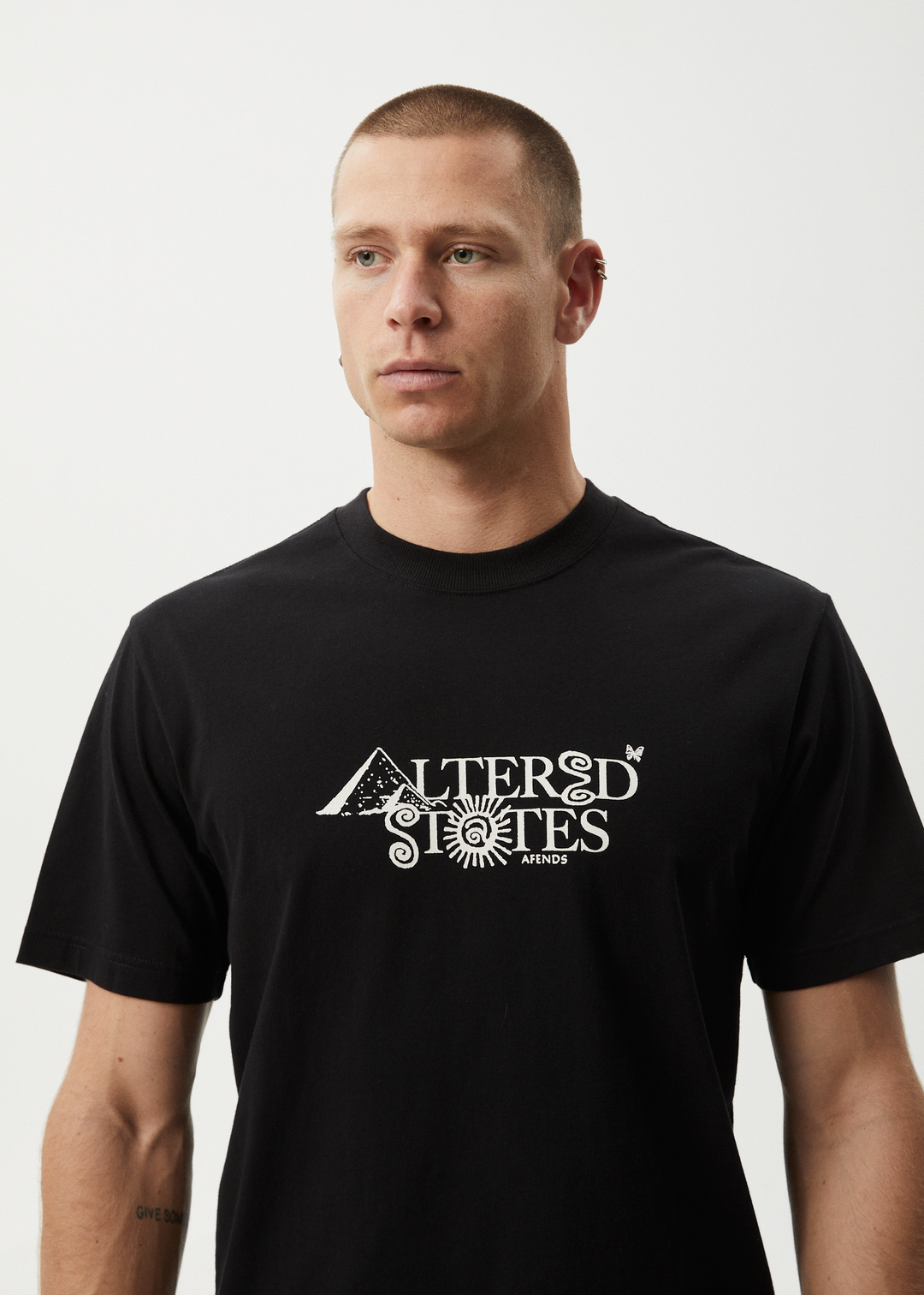 AFENDS Mens Deep State - Heavy Weight Retro Fit Tee - Black - Sustainable Clothing - Streetwear