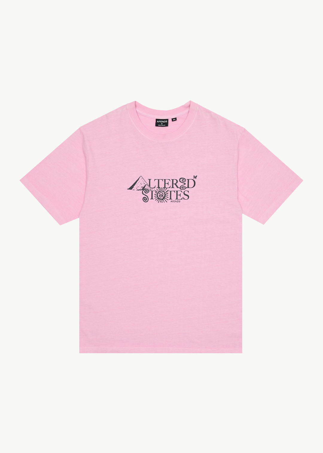 AFENDS Mens Deep State - Heavy Weight Retro Fit Tee - Vintage Pink - Sustainable Clothing - Streetwear