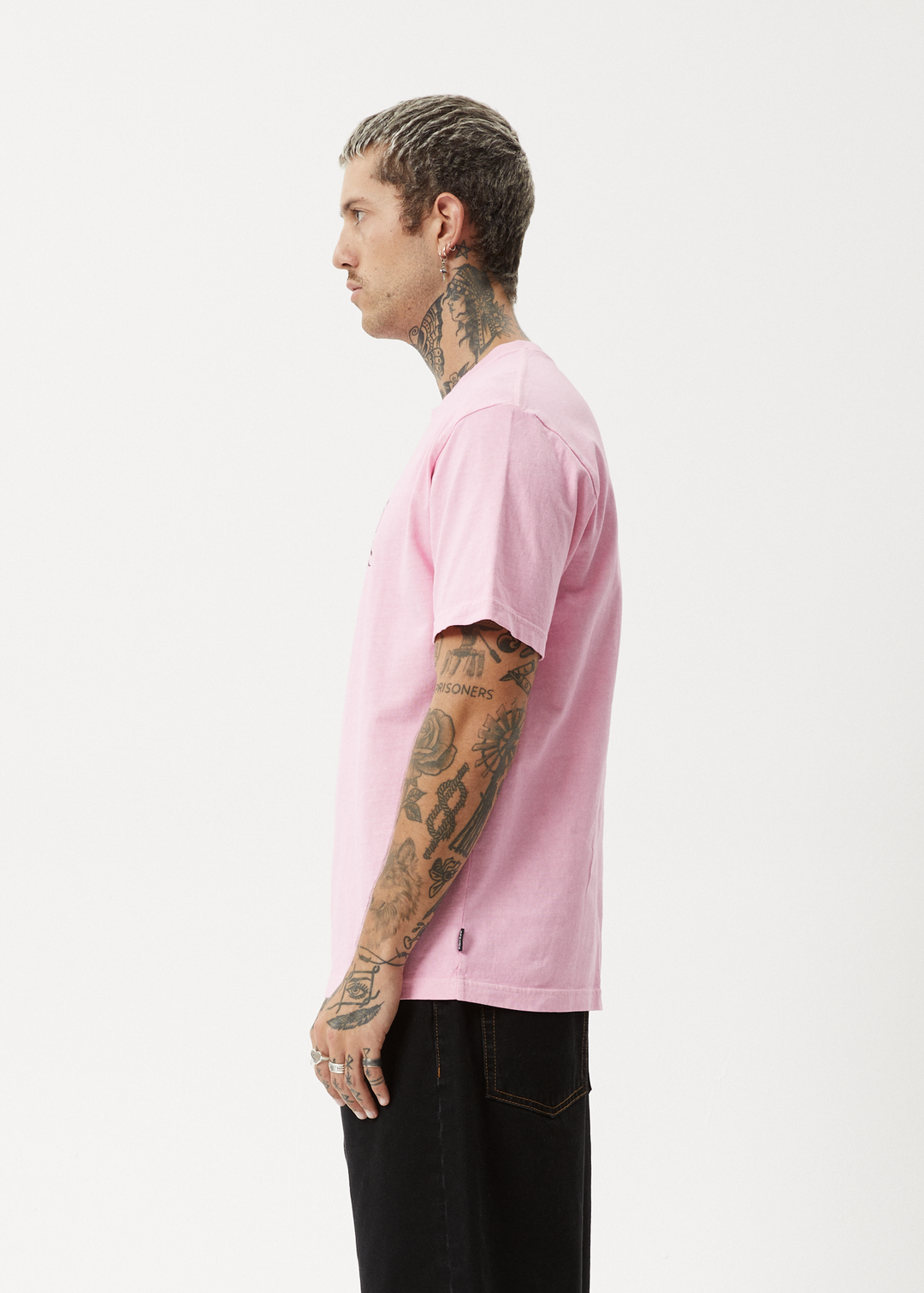 AFENDS Mens Deep State - Heavy Weight Retro Fit Tee - Vintage Pink - Sustainable Clothing - Streetwear