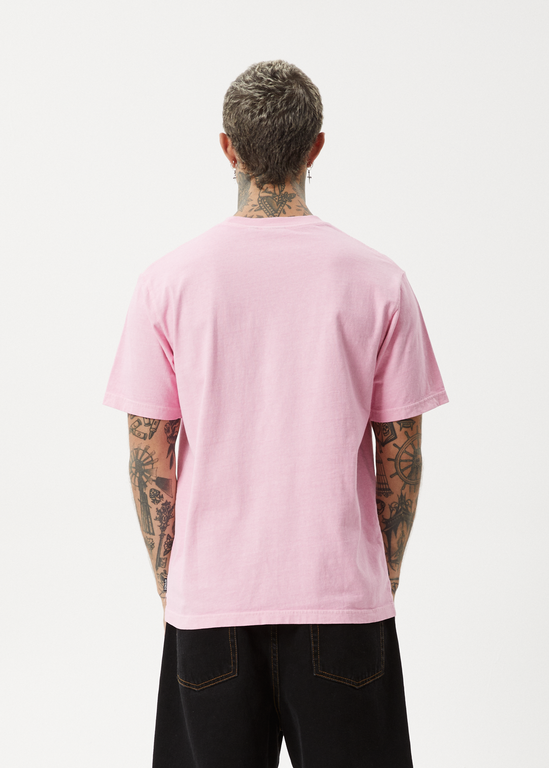 AFENDS Mens Deep State - Heavy Weight Retro Fit Tee - Vintage Pink - Sustainable Clothing - Streetwear