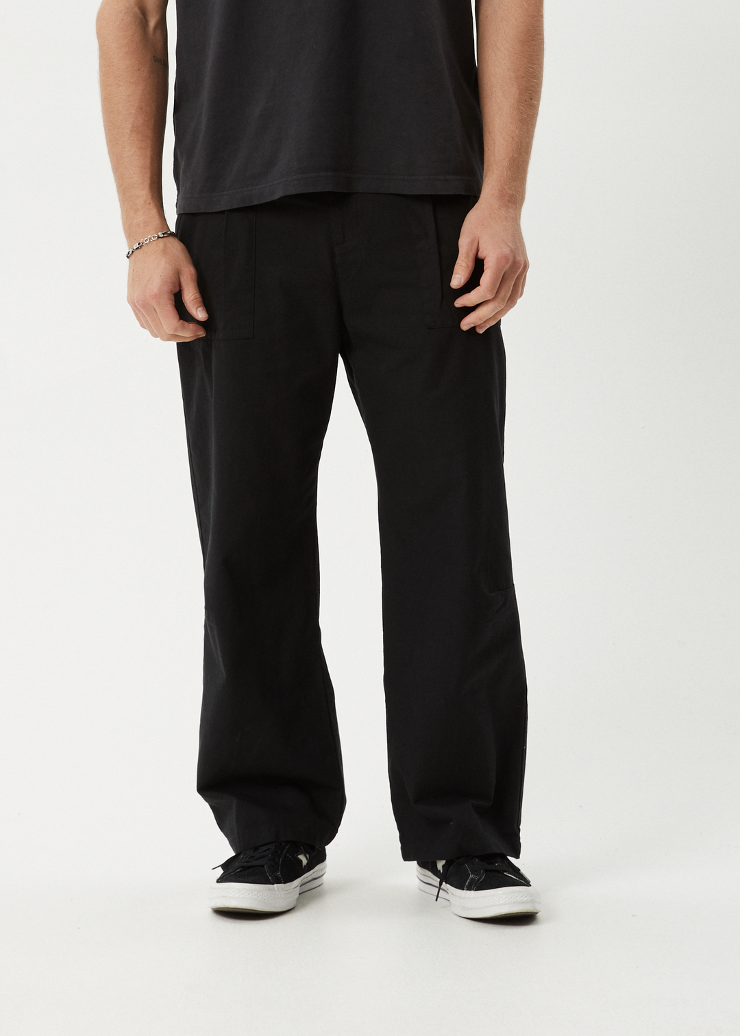 AFENDS Mens Glider - Pleated Pants - Black - Sustainable Clothing - Streetwear