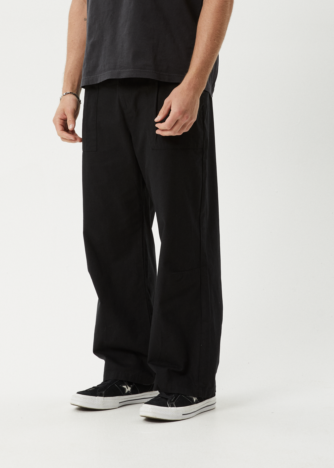 AFENDS Mens Glider - Pleated Pants - Black - Sustainable Clothing - Streetwear