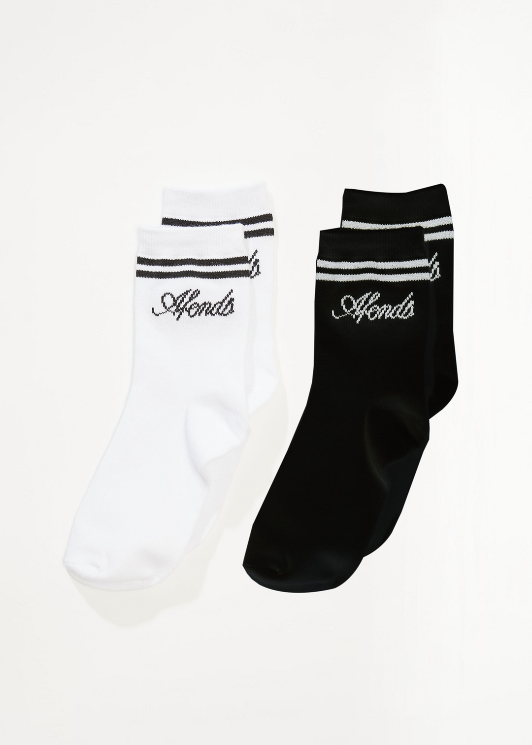 AFENDS Womens Notice - Socks Two Pack - White / Black - Sustainable Clothing - Streetwear