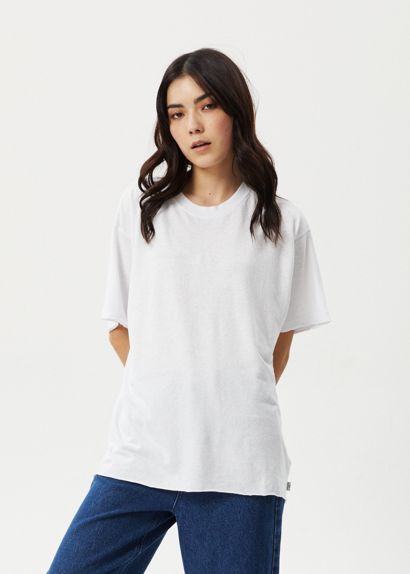 AFENDS Womens Slay - Hemp Oversized Tee - White