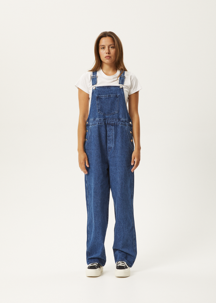 Afends Womens Louis - Hemp Denim Baggy Overalls - Authentic Blue - Sustainable Clothing - Streetwear