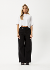 AFENDS Womens Slay Cropped - Oversized Tee - White - Afends womens slay cropped   oversized tee   white   sustainable clothing   streetwear