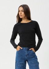 AFENDS Womens Elevate - Hemp Long Sleeve T-Shirt - Black - Afends womens elevate   hemp long sleeve t shirt   black   sustainable clothing   streetwear