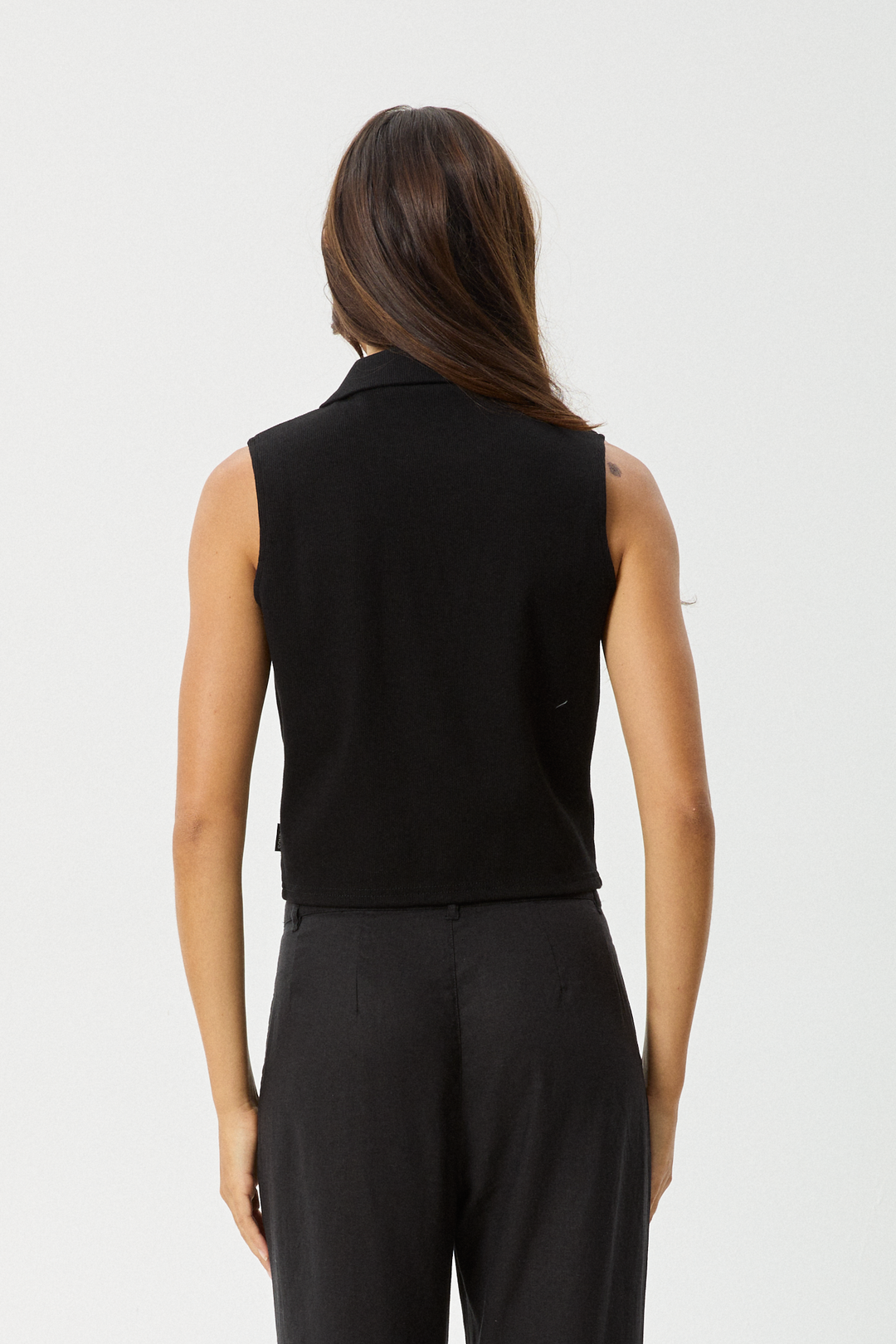 AFENDS Womens Eliza - Rib Sleeveless Shirt - Black - Sustainable Clothing - Streetwear