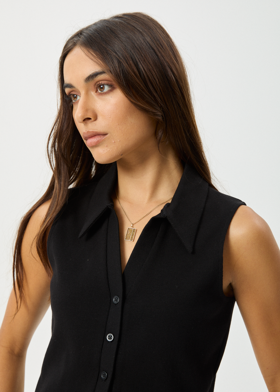 AFENDS Womens Eliza - Rib Sleeveless Shirt - Black - Sustainable Clothing - Streetwear