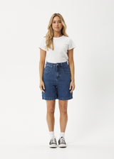 AFENDS Womens Emilie - Denim Carpenter Shorts - Authentic Blue - Afends womens emilie   denim carpenter shorts   authentic blue   sustainable clothing   streetwear