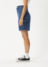 AFENDS Womens Emilie - Denim Workwear Short - Authentic Blue - Afends womens emilie   denim workwear short   authentic blue