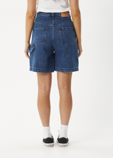 AFENDS Womens Emilie - Denim Carpenter Shorts - Authentic Blue - Afends womens emilie   denim carpenter shorts   authentic blue   sustainable clothing   streetwear