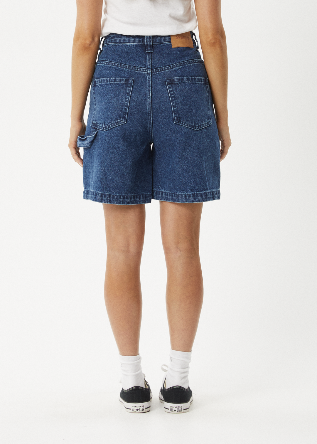 AFENDS Womens Emilie - Denim Workwear Short - Authentic Blue - Sustainable Clothing - Streetwear