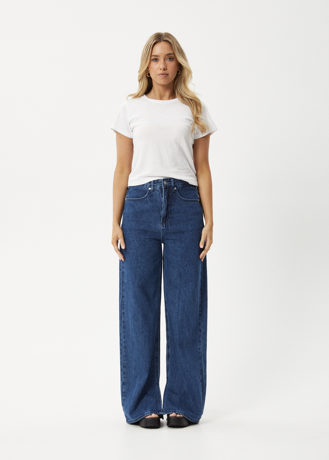 AFENDS Womens Bella - Denim Wide Leg Baggy Jean - Authentic Blue - Sustainable Clothing - Streetwear