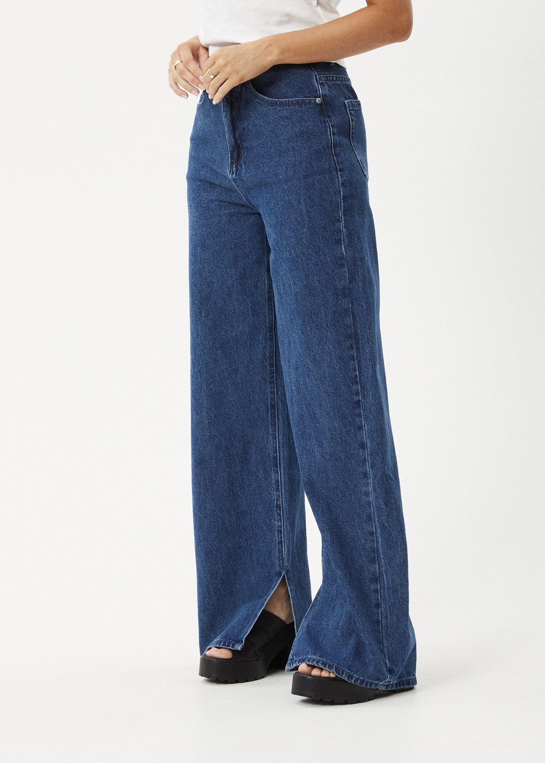 AFENDS Womens Bella - Denim Wide Leg Baggy Jean - Authentic Blue - Sustainable Clothing - Streetwear