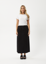 AFENDS Womens Chichi - Denim Midi Skirt - Washed Black - Afends womens chichi   denim midi skirt   washed black