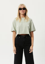 Afends Womens Restless Slay Cropped -  T-Shirt - Eucalyptus - Afends womens restless slay cropped    t shirt   eucalyptus   sustainable clothing   streetwear