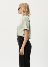 Afends Womens Restless Slay Cropped -  T-Shirt - Eucalyptus - Afends womens restless slay cropped    t shirt   eucalyptus   sustainable clothing   streetwear