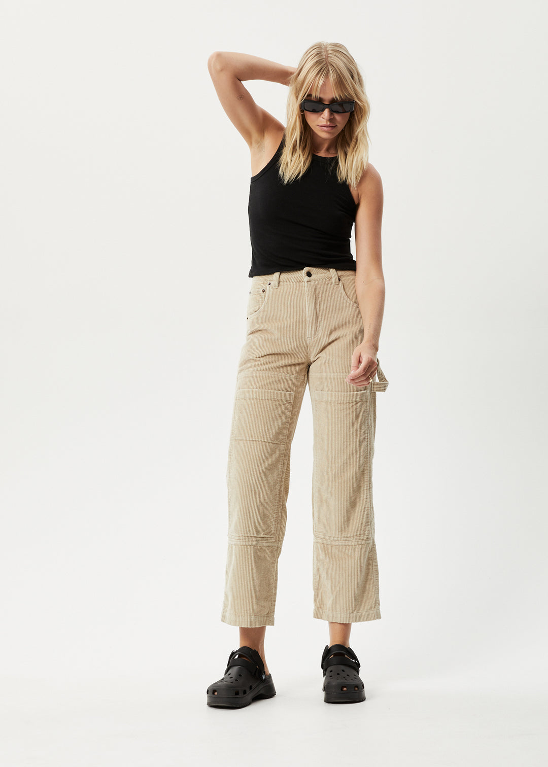 Afends Womens Paradise Moss - Organic Corduroy Pant - Dark Ecru - Sustainable Clothing - Streetwear