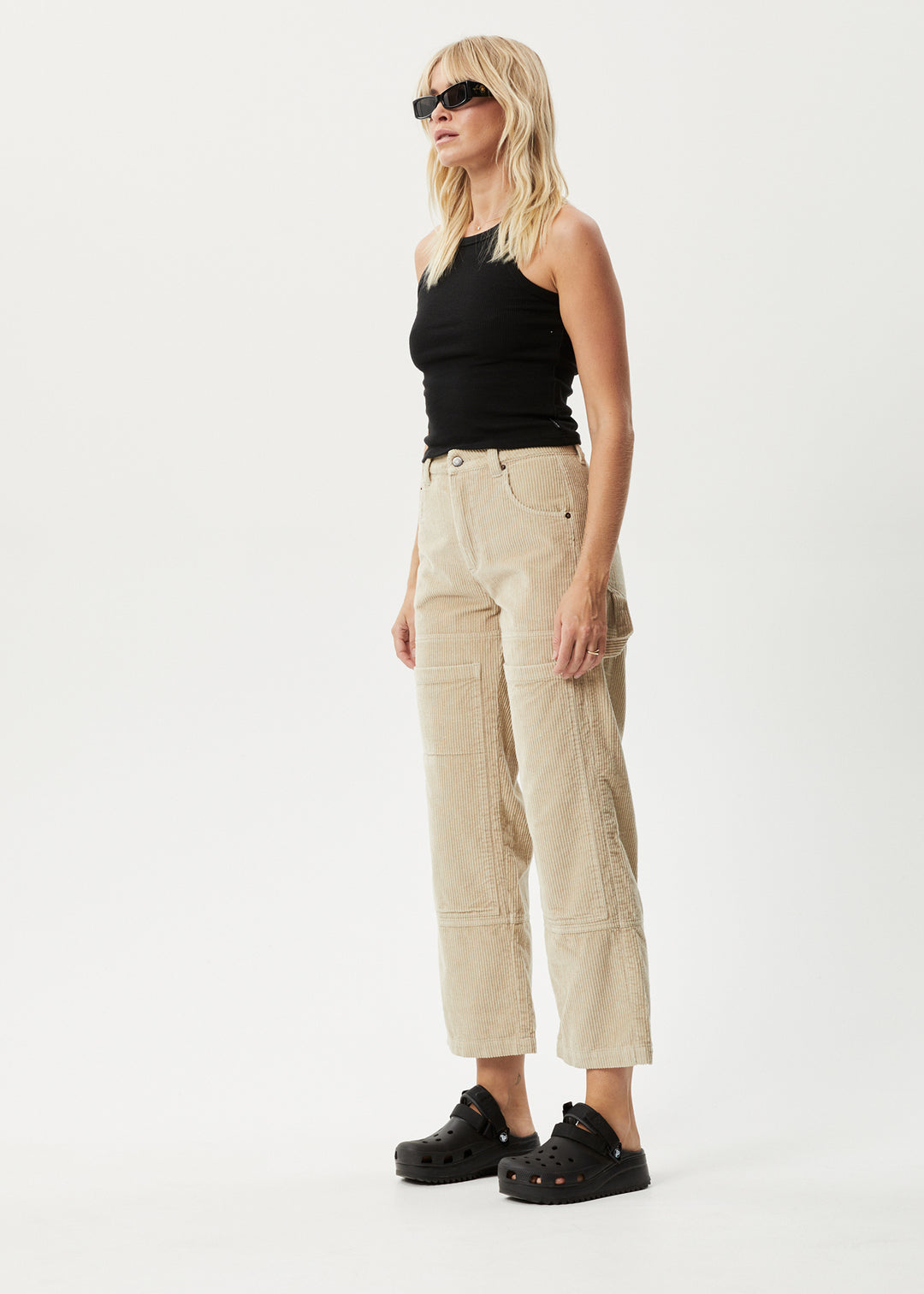 Afends Womens Paradise Moss - Organic Corduroy Pant - Dark Ecru - Sustainable Clothing - Streetwear