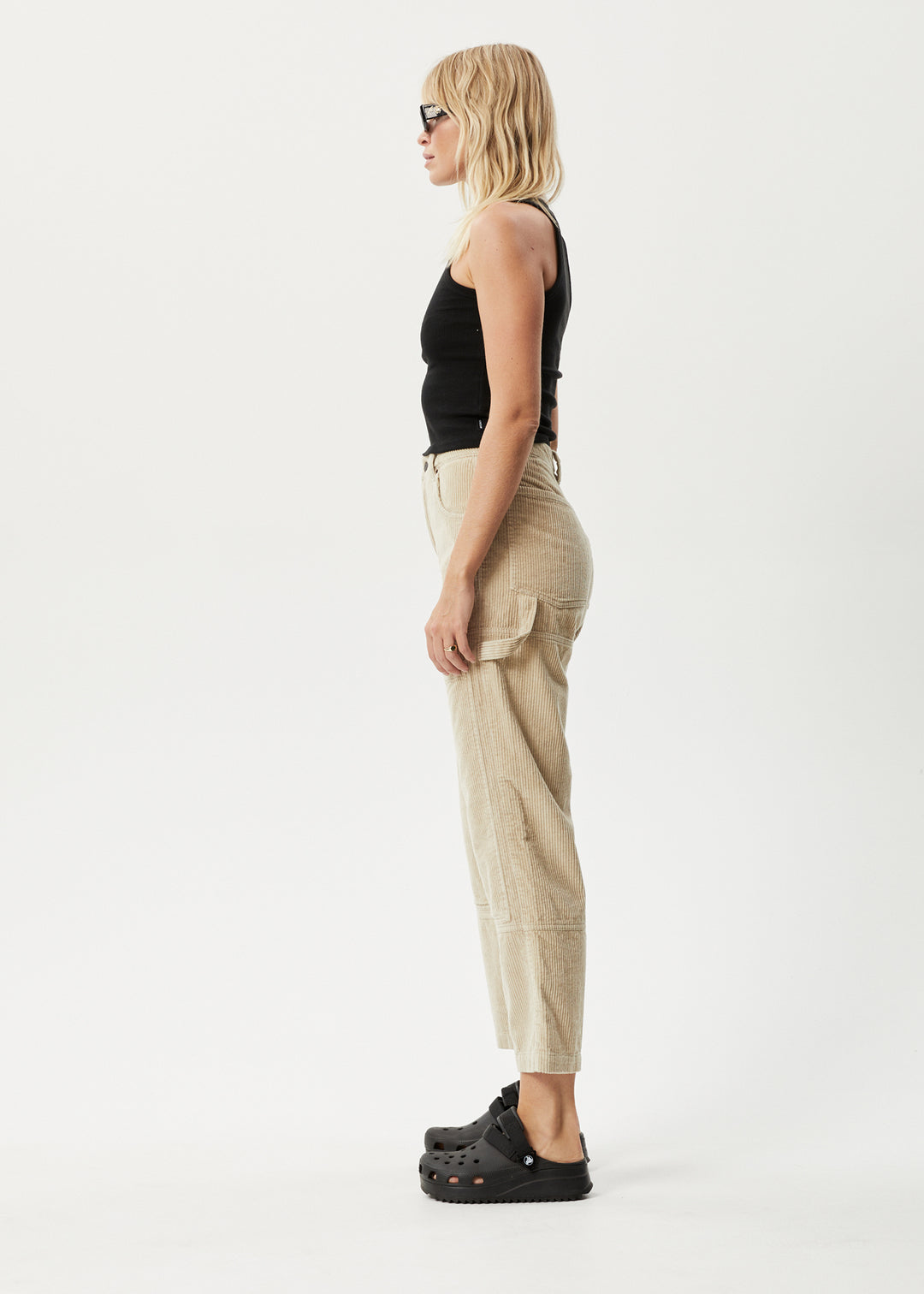 Afends Womens Paradise Moss - Organic Corduroy Pant - Dark Ecru - Sustainable Clothing - Streetwear