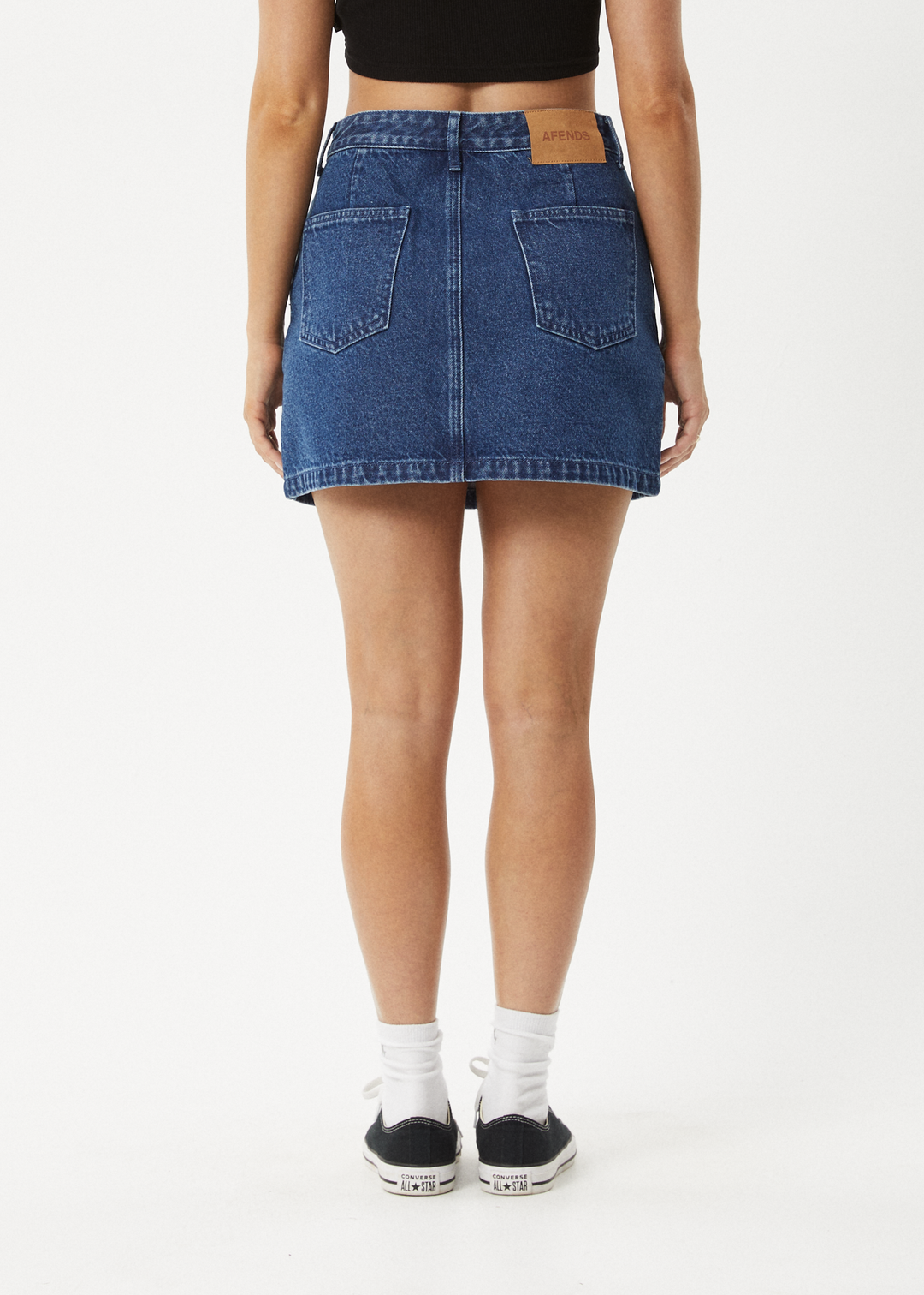 AFENDS Womens Georgia - Denim Skirt - Authentic Blue - Sustainable Clothing - Streetwear