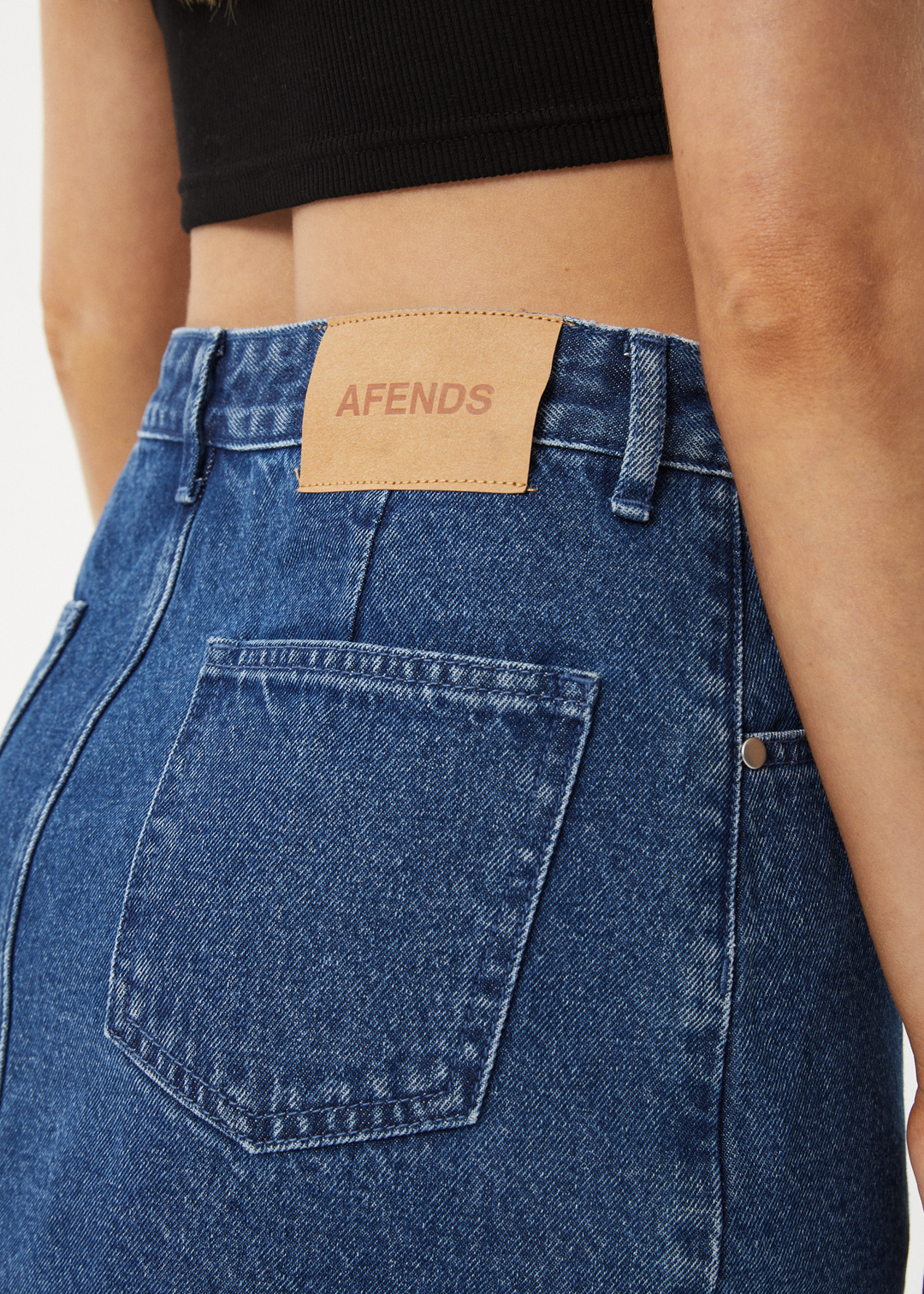 AFENDS Womens Georgia - Denim Skirt - Authentic Blue - Sustainable Clothing - Streetwear